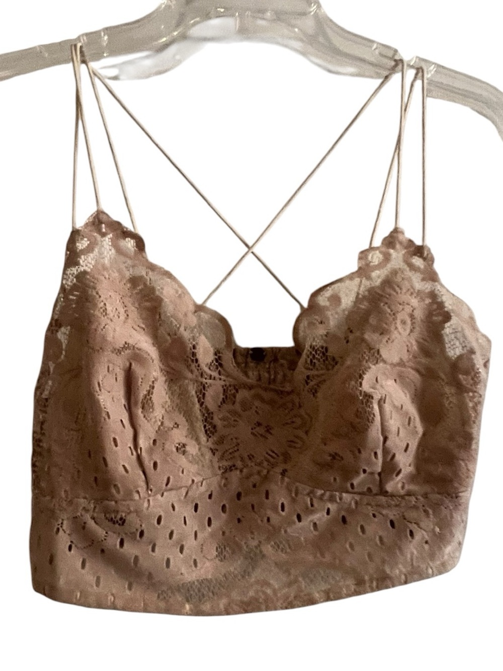 Free People FP ONE Lace Smocked Bralette Taupe
